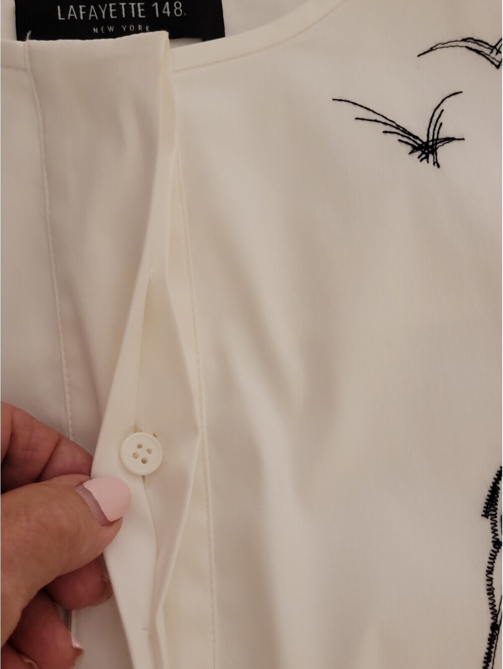 Lafayette 148 New York White Embroidered Chrysler Building Tunic Top Woman's Md - Picture 6 of 9